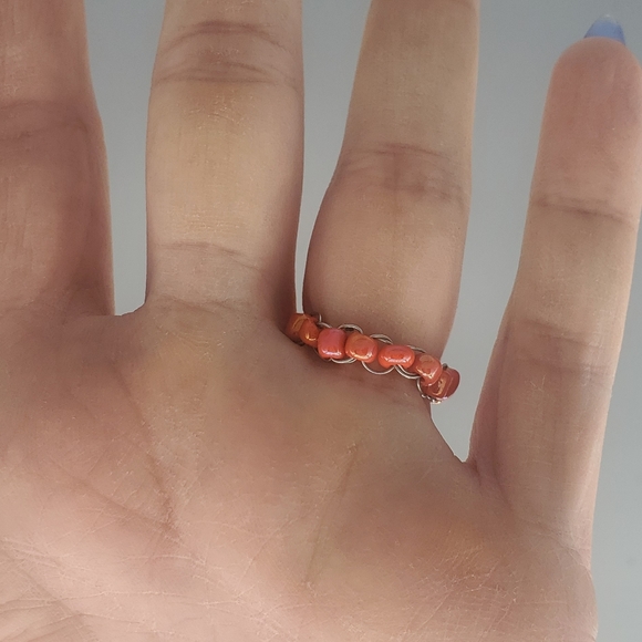 Shells and Coral Beaded Bracelet and Ring Set - Picture 9 of 11